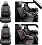 Fit Frontier Car Seat Covers Compatible with Nissan Frontier 2010-2025 2026 - Premium Leather， Waterproof Breathable， All-Weather Seat Cushion Protecto&Airbag Compatible (2 Front Seat Black)