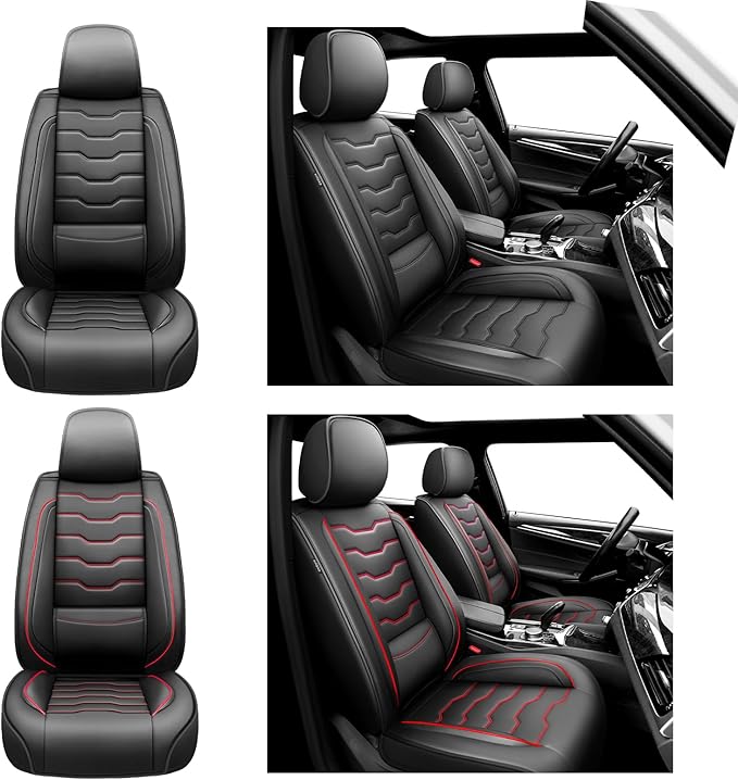 Fit Rogue Car Seat Covers Compatible with Nissan Rogue 2011-2025 2026 - Full Set Premium Leather， Waterproof Breathable， All-Weather Seat Cushion Protecto&Airbag Compatible（Full Set,Black