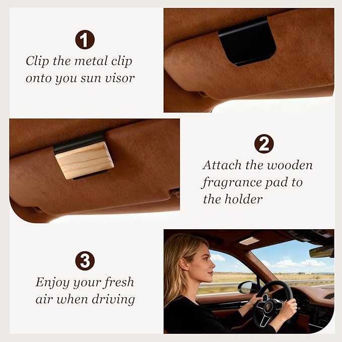 Car Air Freshener - Wood Air Freshener-Teak Amber Cabana Variety Scent Refill - Long Lasting Natural Car Fresheners - Clip Included