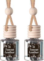 C&E Craft Co Hanging Car Air Freshener Diffuser 2 Pack, Long Lasting Fragrance Oil Car Freshener, Glass Bottle Auto Air Freshener, Made in USA (Tuscan Leather)