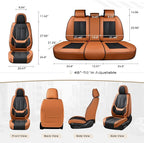 Coverado Seat Covers, Car Seat Covers Full Set, Leather Seat Covers for Cars, Car Seat Protector, Black Car Seat Covers Front Seats and Back Seats Universal Fit for Most Cars Brown-Black