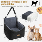 JOEJOY Dog Car Seats for Small Medium Dogs Under 35lbs, Dog Booster Seat with Detachable Washable Cover and Cushion, Memory Foam Pet Car Seat with Safety Belt and Storage Pockets (DG)