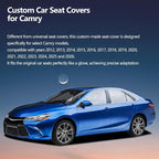 Fit Camry Car Seat Covers for Toyota Camry 2012-2024 2025 2026 - Upgraded Premium Waterproof & Breathable Leather, Airbag Compatible, All-Weather Seat Cushion Protector (Full Set, Black+Red)