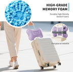Mixtrend Travel Lumbar Pillow Inflatable Lumbar Support Pillow with Memory Foam, Back Support Pillow for Airplane Long Flight, Essential Travel Support Pillow for Women Men Kids（Lavender）