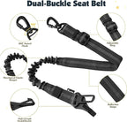 Pawaboo Dog Seat Belt Harness for Car, Dog Car Harness Seatbelt with Double Clips, Adjustable Breathable Pet Vest & Dogs Safety Tether with Elastic Bungee for Small Medium Large Pet, L, Black