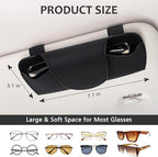 Accmor Sunglasses Holder for Car Sun Visor, Vehicle Sun Visor Sunglass Holders Glasses Case with Magnetic Closure, Universal Leather Auto Eyeglasses Organizer Car Accessories, No Obstruction of Vision