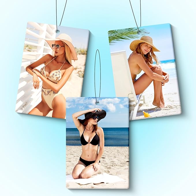 Custom Air Freshener with Picture, Personalized Car Air Freshener, Customized Double Sided Photo Air Fresheners, for Car, Wardrobe, Bathroom, Christmas Hanging Ornaments (Rectangle)