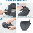 Inflatable Travel Pillows for Airplanes, Easy Blow Up Inflatable Travel Neck Pillows for Air Travel Sleeping Long Flight, Comfort Travel Air Pillows for Car Train Office Nap Camping