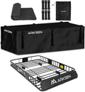 ARKSEN 64" x 39" x 6" Roof Rack Basket with Extension & Waterproof Cargo Bag, 150 lb Heavy-Duty Steel Cargo Carrier, Fits Crossbars up to 1.38" Thick, for SUV & Pickup Truck