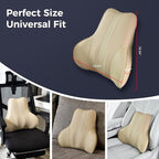 Coverado Lumbar Support Pillow for Car, Ergonomic Memory Foam Back Pillow for Office Chair, New Back Cushion for Pain Relief, PU Leather Car Lumbar Support for Driving Seat