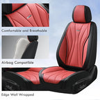 Coverado Car Seat Covers, Front Seat Cover for Cars, 2 Pack Premium Leather Seat Cover, Universal Seat Cover, Waterproof Car Seat Protector, Automotive Seat Cushion Fit for Most Vehicles (Black&Red)