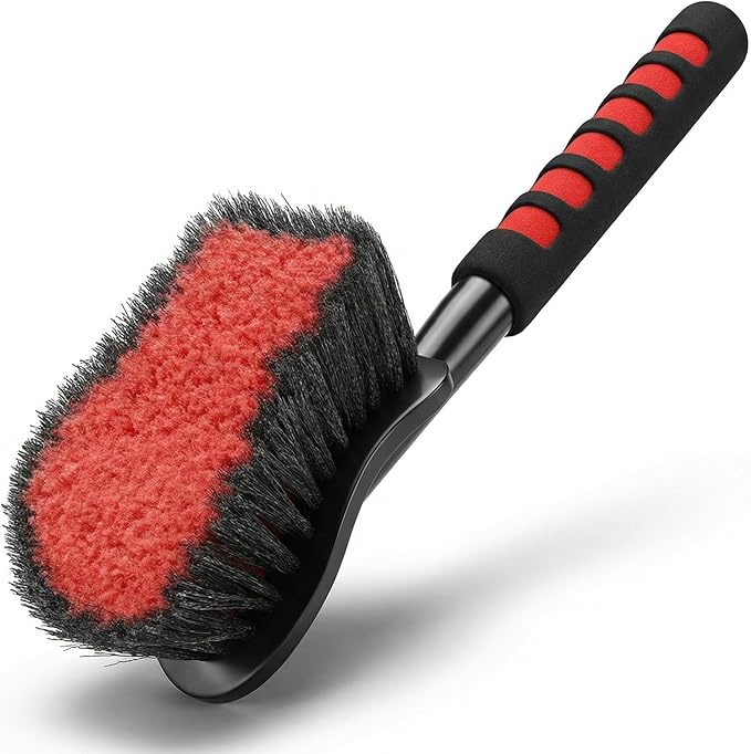 TAKAVU 17.5" Wheel Tire Body Brush Soft Bristle - Gentle Car Wash Brush Long Handle for Safe Tire Sidewall & Wheel Cleaning - Scratch - Free Automotive Tool