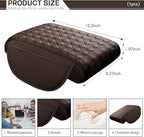 Car Armrest Cushion, 12.2"×8.3" Leather Auto Memory Foam Center Console Pad with Storage Pocket, Waterproof & Anti-Scratch Elbow Pillow Armrest Seat Box Protector, Universal Fit (Coffee)