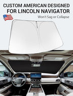 Proadsy 2026 Upgrade Front Windshield Sun Shade Foldable Sunshade Protector Custom Fit 2018–2024 Lincoln Navigator Accessories
