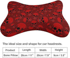 2 Pack Car Neck Pillow Compatible with Red Skulls, Softness Car Headrest Pillow for Driving with Adjustable Strap, Memory Foam Removable Cover, Comfortable Ergonomic Design
