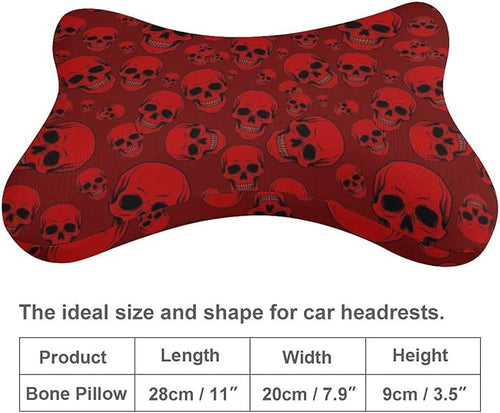 2 Pack Car Neck Pillow Compatible with Red Skulls, Softness Car Headrest Pillow for Driving with Adjustable Strap, Memory Foam Removable Cover, Comfortable Ergonomic Design