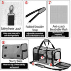 Soft Sided Cat/Dog Carrier,Collapsible Pets Travel Carriers for Pet/Puppy with Shoulder Strap & Removable Mat,Mesh Top Load Small Dogs/Cats Carry Bag Up to 17 Lbs TSA Airline Approved（Grey,M）