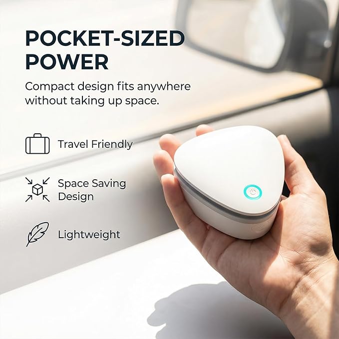 Portable Odor Remover Machine, Odor Remover Machine for Smoke Smell, Rechargeable 1800mAh Mini Deodorizing Machine for Car, Closet, Refrigerator, Shoe Cabinet, Office & Small Spaces (White)