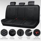 CAR PASS 3D Foam Luxury Leather Back Bench Car Seat Covers,Waterpoof Faux Leather Rear Seat Cover Universal Fit for Cars Sedans SUVs Vans Trucks 95% Automotive Backseat, (Rear,Black)