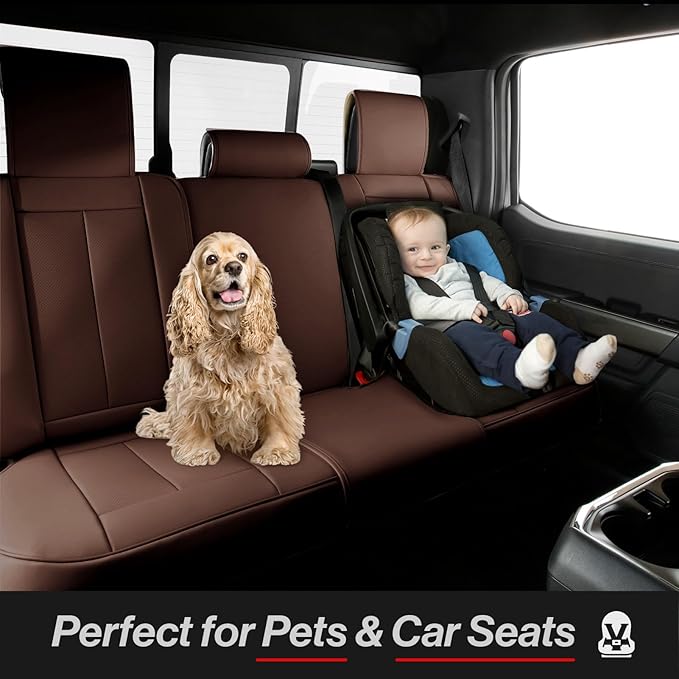 Coverland Custom Fit Car Seat Covers for SUV Compatible with [2022-2026 Lexus NX 250, NX 350h] Premium Seat Cover Water Resistant Leather Non-Slip Interior Protector [Full Set Dark Brown - Chart X81]