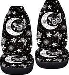 BIGCARJOB Moon Butterfly Car Seat Cover Set for Front Seat Only,2 Pack Black Butterfly Auto Front Seat Protector Saddle Blanket for Women Car Interior Accessories