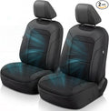 GIANT PANDA Air Cool Mesh Truck Car Seat Cover Custom Fit Ford F150 2009-2026,2017-2026 F250 F350 Super Duty Crew Cab SuperCrew SuperCab,Breathable Cooling,with Leather Back Pannel(Black