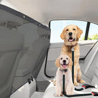 SunGrow  Dog Seat Belts with Barrier, 2 Adjustable 28" Nylon Belts, 24" x 45" Micro Mesh Net Divider for Cars, SUVs, and Trucks, 4 Hooks and Luggage Ropes for Assembly, Black, 1 Set per Pack