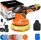 Saker Cordless Buffer Polisher, 6 Inch Fast Charging Portable Car Polishing Kit with 2PCS 12V 2000mAh Batteries, Polisher for Car Detailing Polishing Waxing