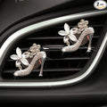 2 Pieces Crystal High Heel Shoe Air Vent Clips Rhinestone Car Air Freshener Clip Bling Car Clip Gift Decorations Charm Car Inter Air Vent Decor Accessories for Girls Women