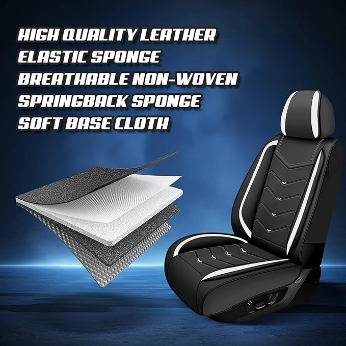 Car Seat Covers for Lexus ES 350 2007-2026, Premium Nappa Leather Car Seat Cover, Stylish Sport Seat Covers， Automobile Seat Cover Sets.(Luxury 5 Seats/Black White)