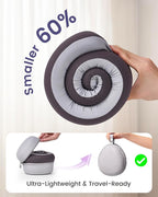 Travel Pillow, Neck Pillow – Ergonomic Memory Foam Pillow for Airplane, Adjustable & Ultra-Lightweight with Dual-Sided Fabric for Flight, Car, and Office Use, Grey