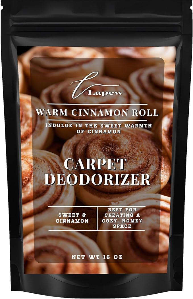 Lapew Warm Cinnamon Roll Carpet Deodorizer Powder - Pet Safe Freshener for Vacuuming | Scented Odor Eliminator for Home | 16 oz