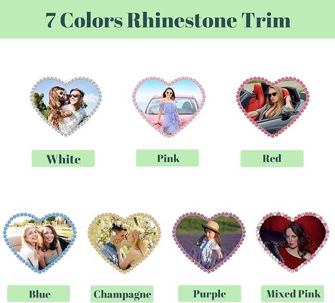 Personalized Car Air Freshener with Photo – Custom Rhinestone Vent Clip & Heart-Shaped Acrylic Picture Frame for Car Interior Decoration Accessories (Mixed Pink, One Size)