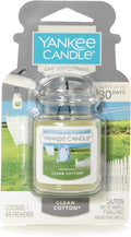 Yankee Candle Car Air Fresheners, Hanging Car Jar Ultimate, Neutralizes Odors Up To 30 Days, Clean Cotton, 0.96 OZ (Pack of 1)