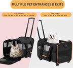 Pet Carrier for Small Pet, Cat Dog Carrier for Car Soft Sided Dog Rolling Crate Cat Travel Bag