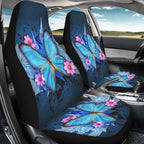 BIGCARJOB Trendy Car Seat Covers Ble Butterfly Print High Back Seat Cover Set of 2 Ultra-Soft Universal Fit