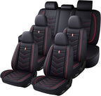 Car Seat Cover 7 Seats for Hyundai Palisade 2020-2025, Durable Wear Resistant Waterproof Sport Seat Covers, Breathable No Odor Premium Leather Vehicle Seat Covers.(Standard,Black Red)