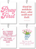 Trendy Pink Christian Bible Car Air Freshener 4 Pcs - Cute Floral Christian God Air Freshener Hanging Decor for Cars Closet Drawer Books, Girly Car Accessories Mirror Decor for Women