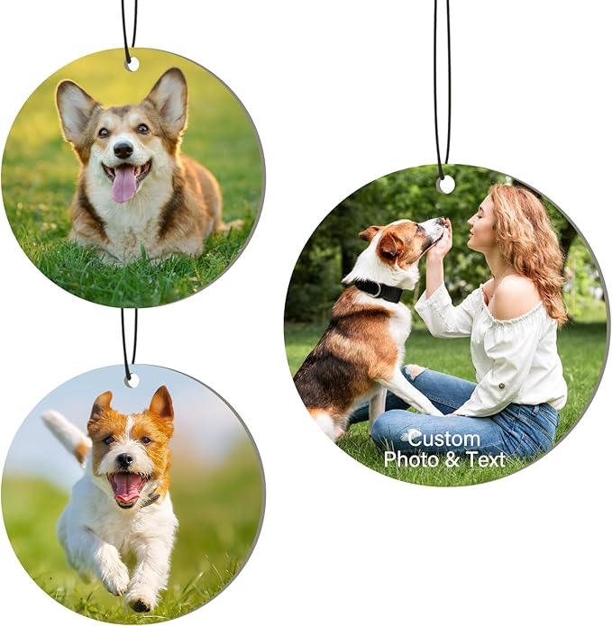 Custom Air Freshener with Picture - Photo Air Freshener for Car,Double-Sided Customized Photo Text, Personalized Gift for Boyfriend Men Car (Round)