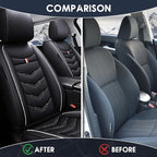 Front Seat Cover for Toyota Highlander 2001-2025, Waterproof Durable Premium Leather Car Seat Protector, Comfortable Anti-Slip Stylish Sport Seat Cover(2 Seats Standard,Black White)