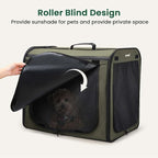 Dog Car Carrier Light Weight 24×17.7×20.5in, Dog Carrier Easy to Assemble, Dog Car Crate Portable and Breathable, Foldable Pet Carrier for Indoor and Outdoor, Dog Travel Crate with Curtain Green