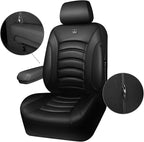CAR PASS 3D Foam PU Leather Car Seat Covers, Universal Seat Covers Front 2 for Trucks SUV Sedan Automotive Seat Covers Armrest Airbag Compatible Waterproof Comfortable Faux Nappa Leather All Black
