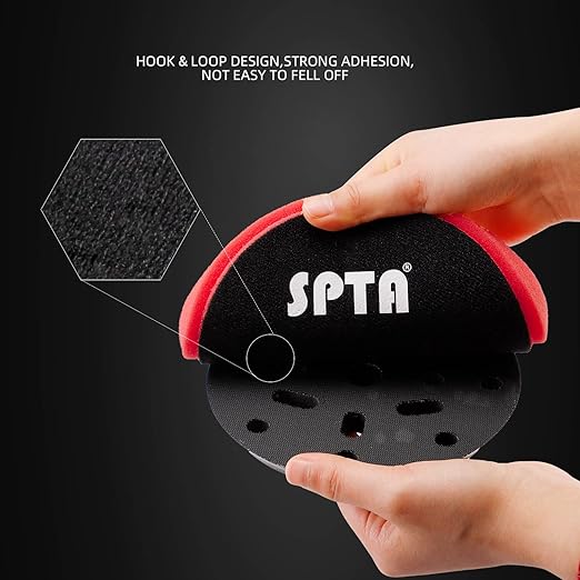 Red T10 Ultra-Fine Finishing Foam Polishing Pad, SPTA 1Pc 7.5 Inch Face for 7 Inch 180mm Backing Plate Compound Buffing Sponge Pads for Car Buffer Polisher Compounding, Polishing and Waxing -FPTSS7R