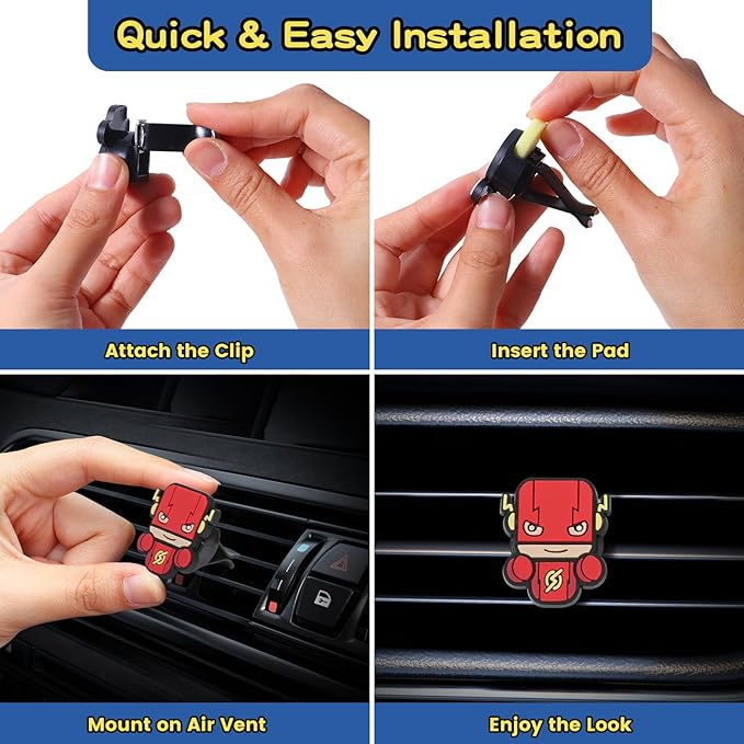 Air Vent Decoration - Cute Super Hero Decorative Vent Clip for Cars, Bedroom or Office [The Flash]