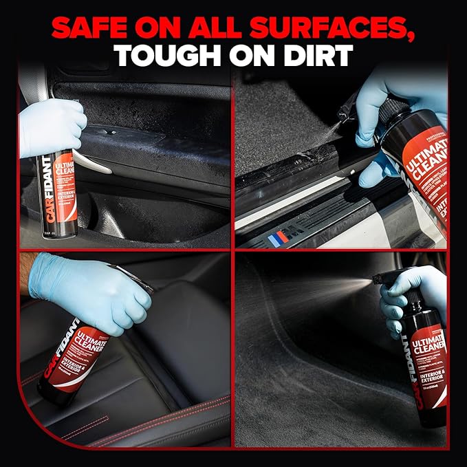 Carfidant Interior Cleaner – Removes Stains & Deep Cleans Car Seats, Leather, Fabric, Upholstery, Plastic, Dashboard & More - Car Cleaning Kit & Interior Detailer Spray - 32oz