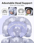 Baby Car Seat Head Support with Extra Headrest, Adjustable Infant Car Seat Insert with Shoulder Pads Set, Breathable Mink Dot Carseat Cushion for Newborn, Fits for Stroller, Baby Swing, Bouncer