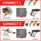 Pressure Washer Hose 50ft, 4200PSI Wire Braid Power Washer Extension Hose 1/4 Inch High Tensile, Flexible Kink Resistant Heavy Duty Replacement Hose with 3/8 Quick Connect