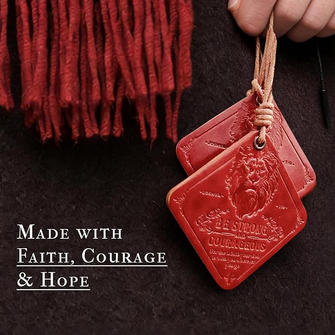Leather Scented Car Air Freshener Encouragement Gifts for Men Lion Be Strong and Courageous Bible Verse Gifts for Men Cool Air Freshener for Cars Leather
