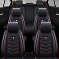Car Seat Cover 6 Seats for Ford Explorer 2000-2026, Waterproof Durable Compatible Airbag, Premium Leather Seat Protector(6 Seats Standard,Black Red)
