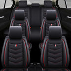 Car Seat Cover 6 Seats for Ford Explorer 2000-2026, Waterproof Durable Compatible Airbag, Premium Leather Seat Protector(6 Seats Standard,Black Red)